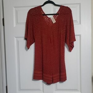 Womens Faded Glory Crochet Sheer Top Size XXL